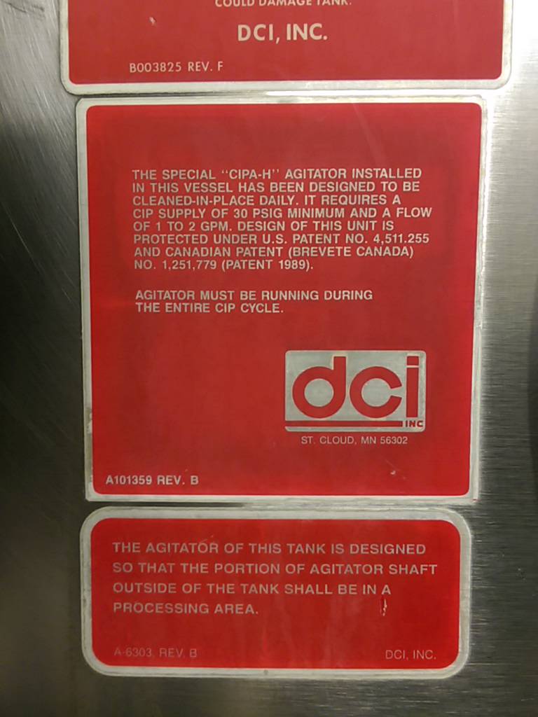 Used DCI 7000 Gallon Vertical SS Silo Dairy Tank