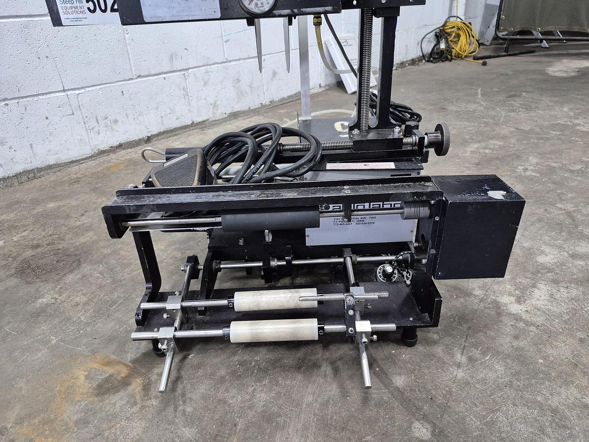 Used Auto Labe Semi-Automatic Labeller with Hot Stamp Imprinter