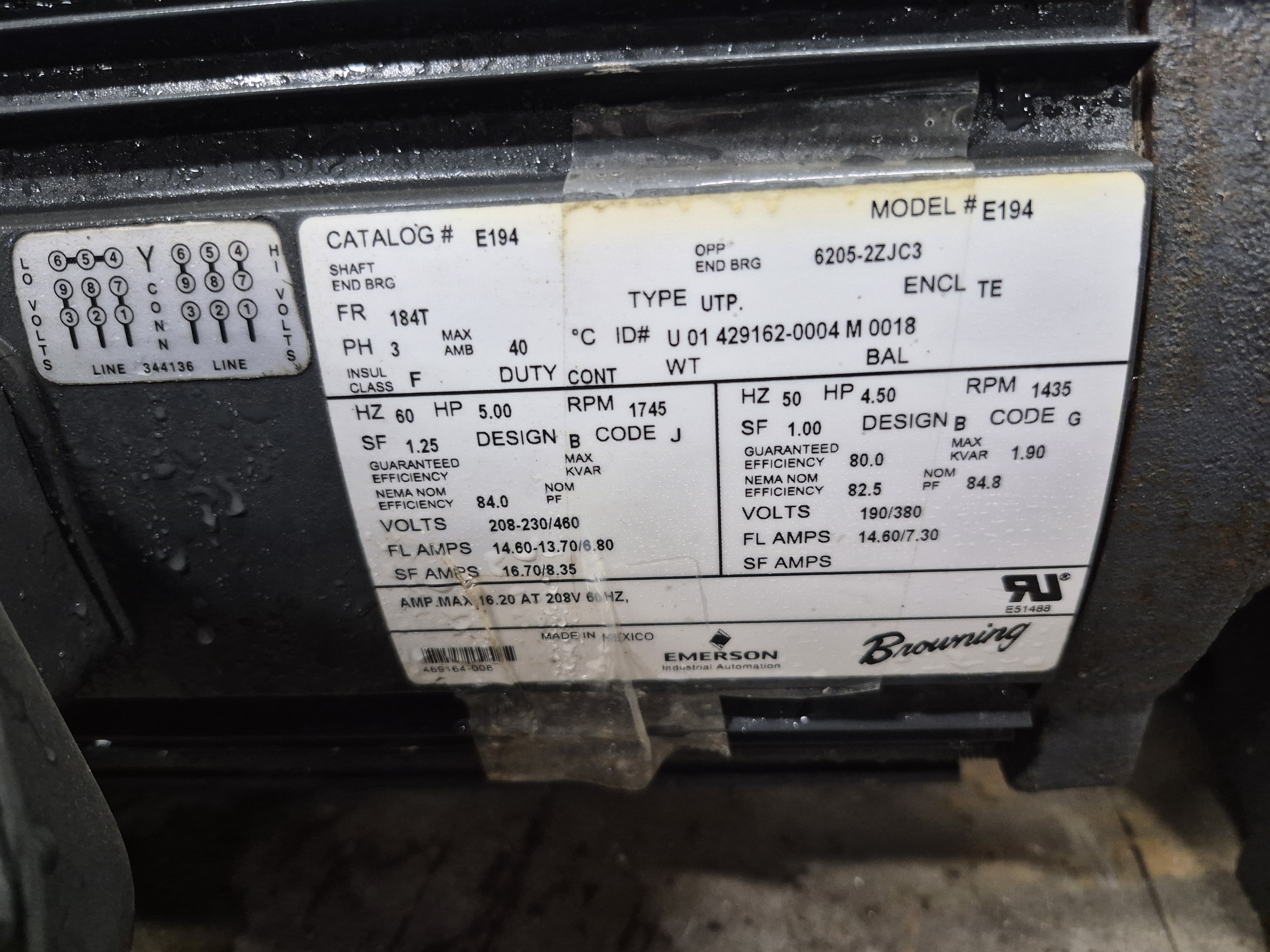 Used Browning Emerson E194 Industrial Electric Motor