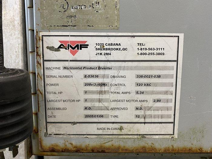 Used AMF 6' Horizontal Product Diverter