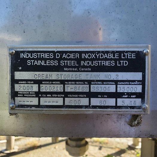 Used SS 35,000L Cream Storage Tanks