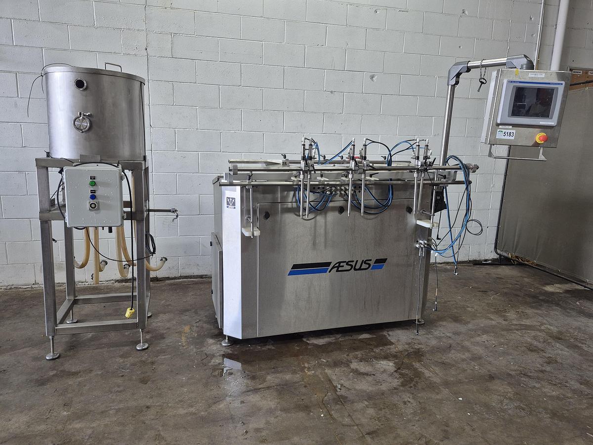 Used Aesus AESFill AF6 Fully Automatic 6-Head Liquid Filling Machine