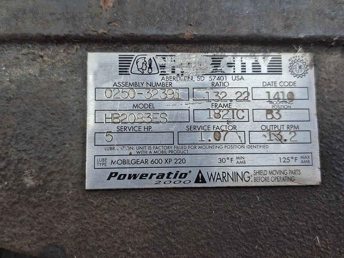 Used Marathon 5 HP Motor with Gear Reducer 