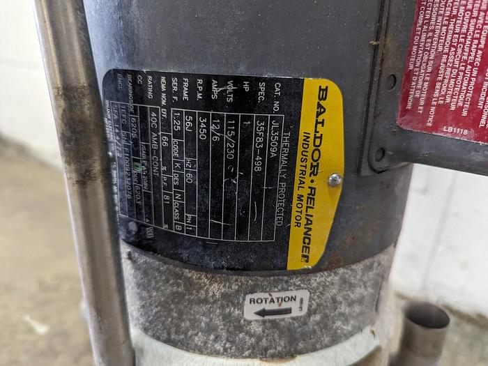 Used CIP (Clean-In-Place) 1 Hp Centrifugal Pump