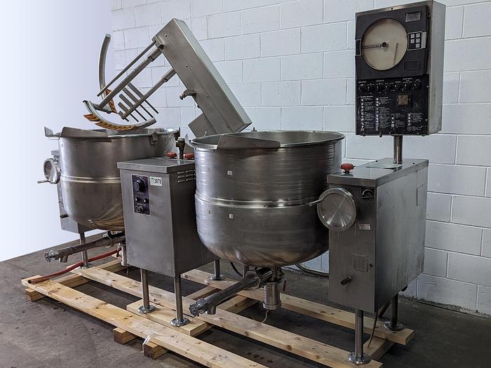 Used Cleveland TMKDL-80T Steam-Jacketed Twin Kettles