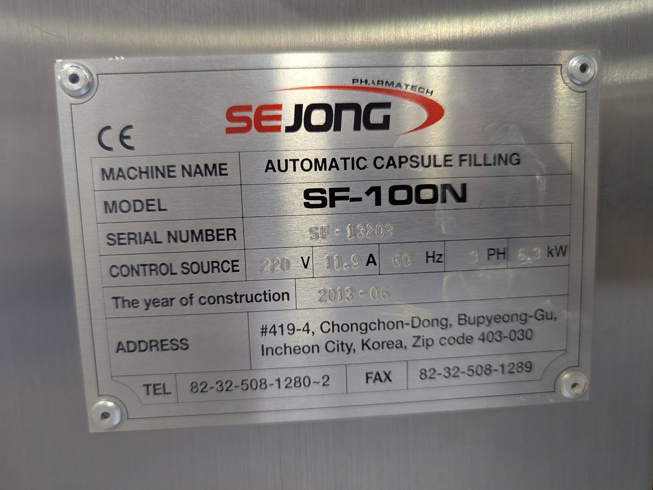Used Sejong SF-100N Capsule Filler
