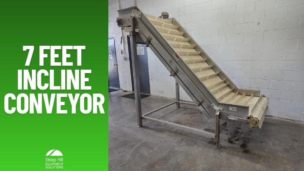 Used 7 Feet Cleated Incline Conveyor
