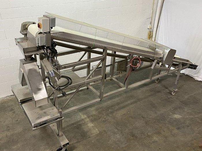 Used Incline Conveyor With Metal Detector & Scales