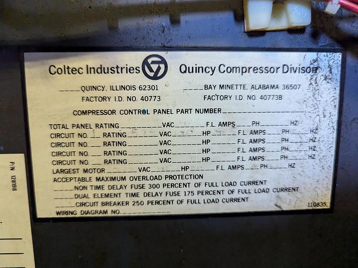 Used Coltec Quincy 40HP Compressor