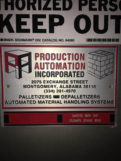 Used PAI 6300 In-Line High-Level Palletizer