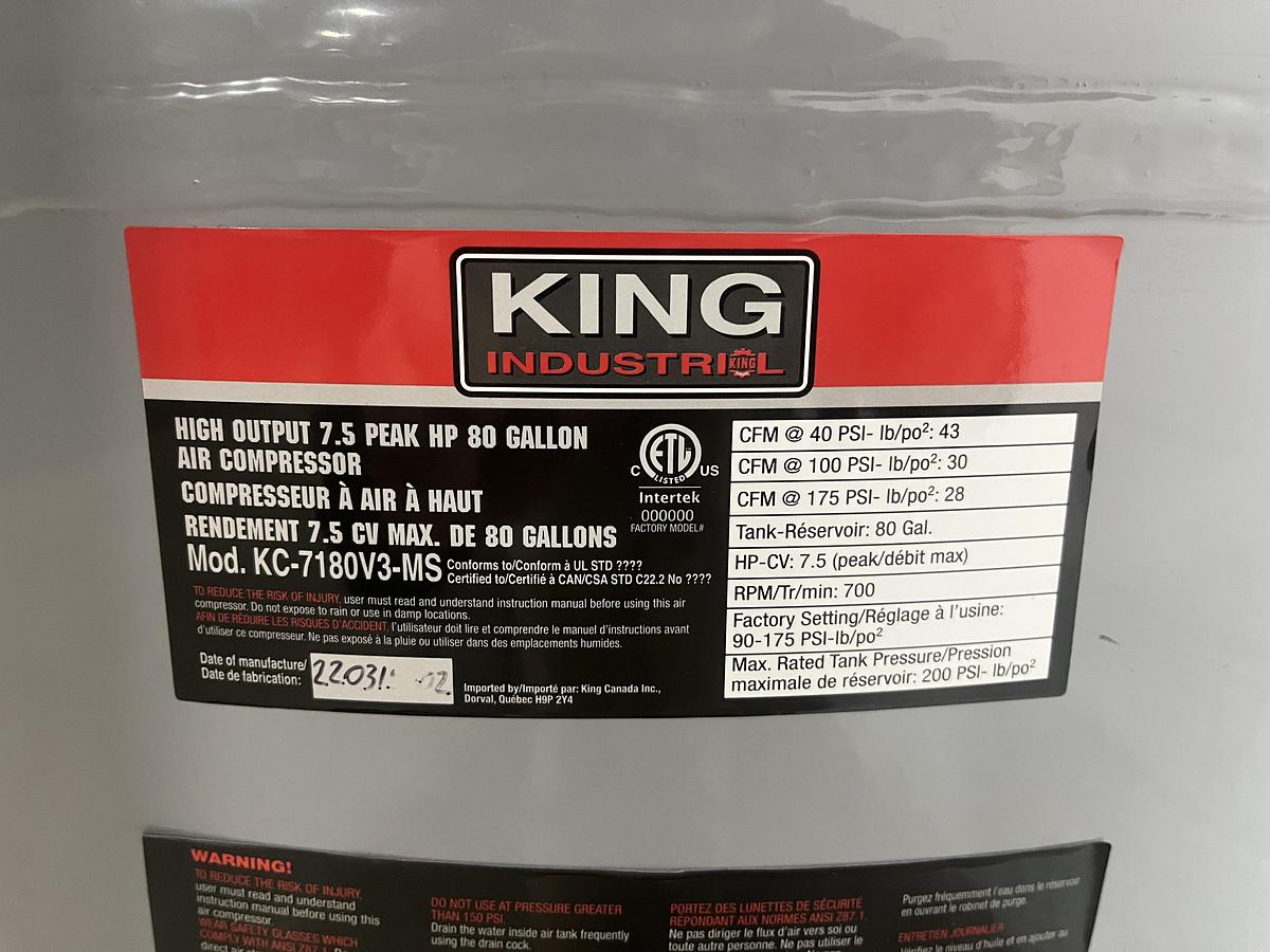 Used King 7.5hp Vertical Air Compressor