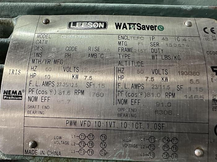 Used Leeson 10HP Motor