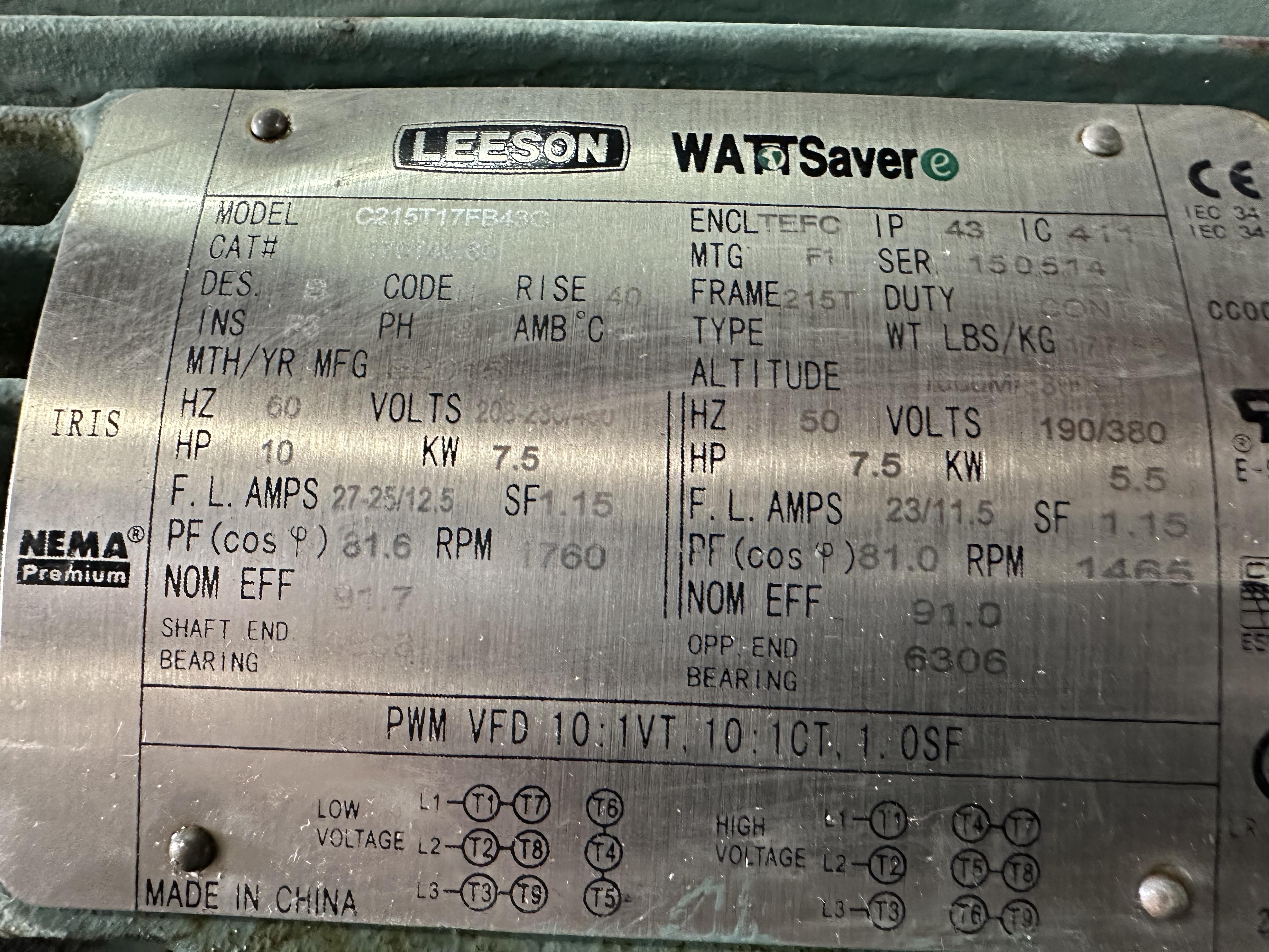 Used Leeson 10HP Motor