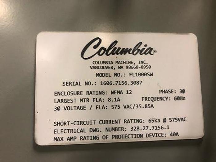 Used Columbia FL1000-SW Floor Level Palletizer