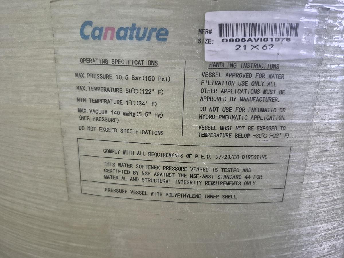 Used Canature 21 x 62 Composite Pressure Vessel
