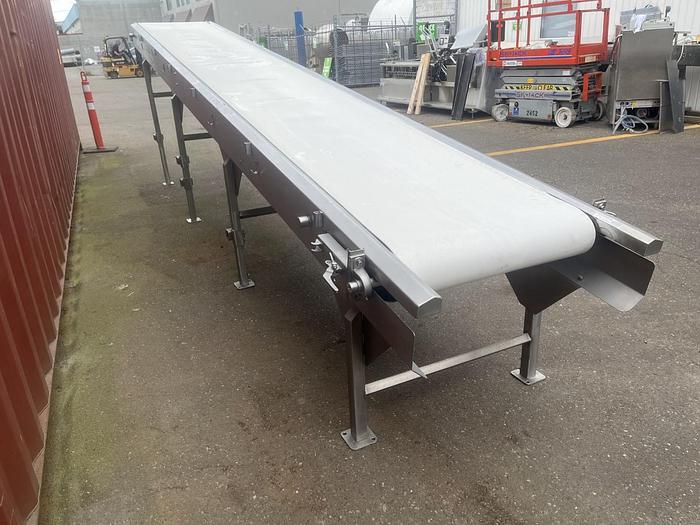 Used ABM 20'L Inclined Flat-Belt Conveyor