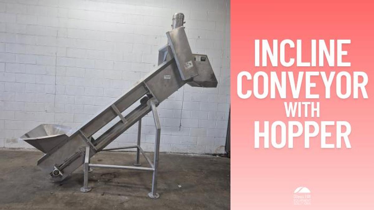 Used Incline Conveyor with Hopper