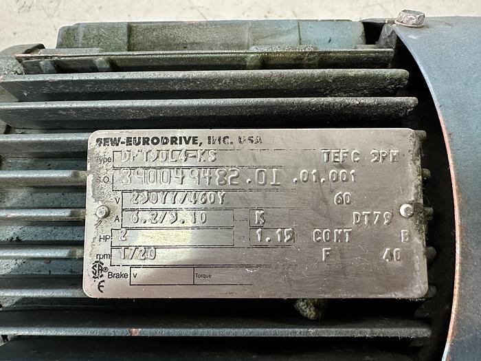 Used Sew-Eurodrive 2 HP Motor w/ Gear Reducer