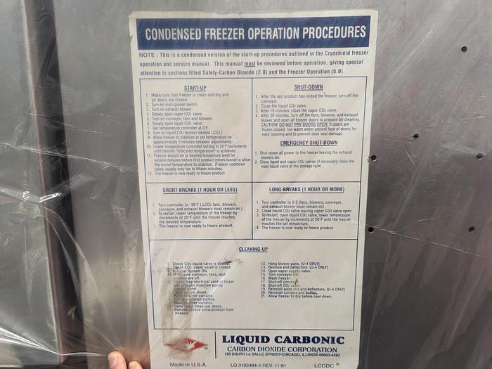 Used Praxair ColdFront™ 18'L IQF Tunnel Freezer