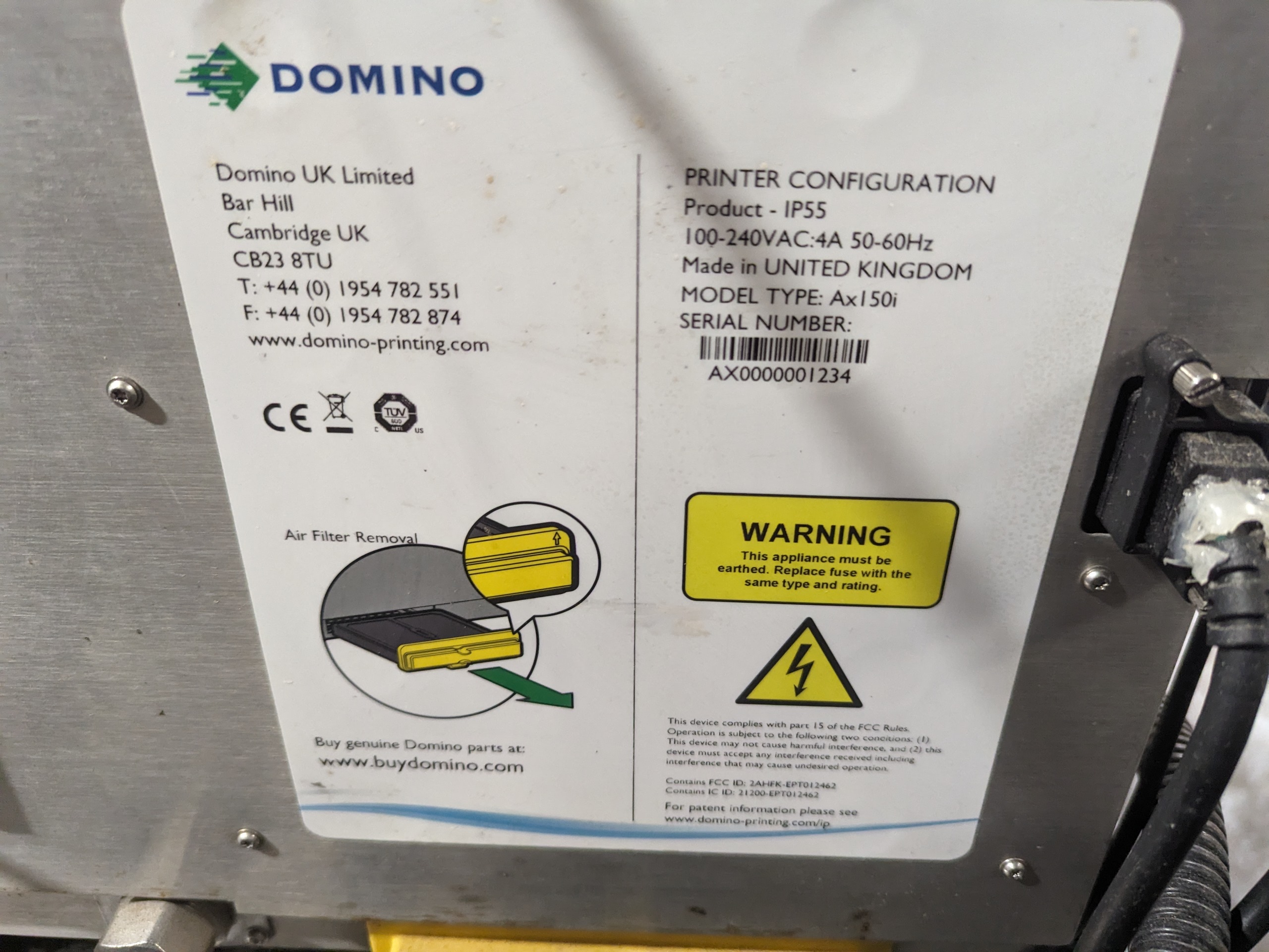 Used Domino Date Coder Ax150i