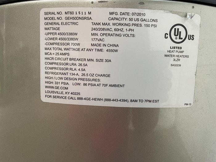 Used GE Hybrid Heat Pump Water Heater