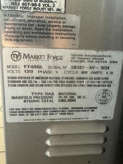 Used Market Forge 40 Gallon Jacketed Tilt Kettle