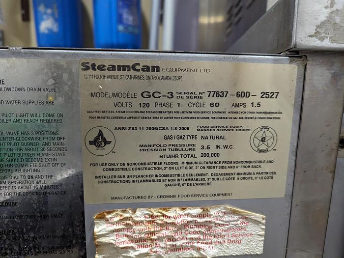 Used Crown Steam GC-3 Gas Pressure Steamer