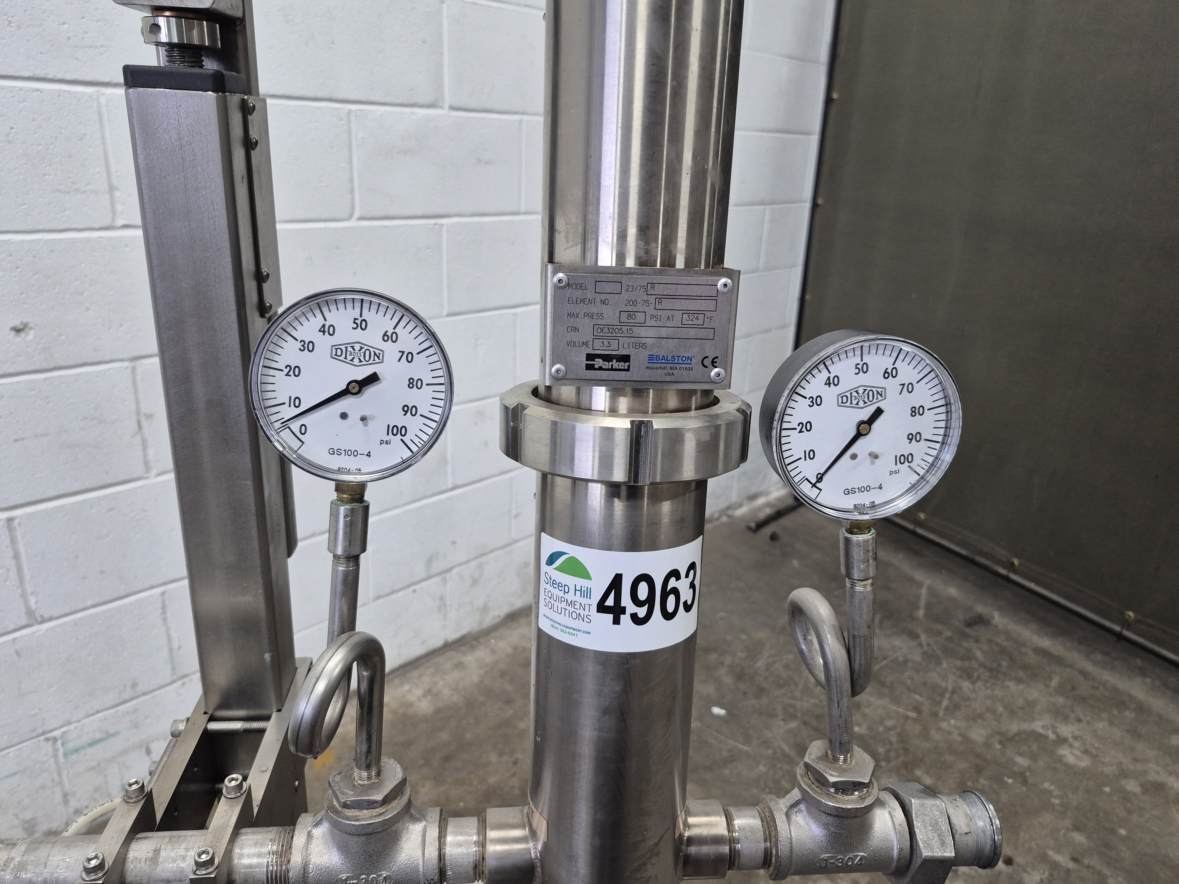 Used Parker Balston 23/75R Steam Filter Housing