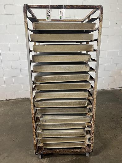 Used Roll-In Double Oven Rack with Pans