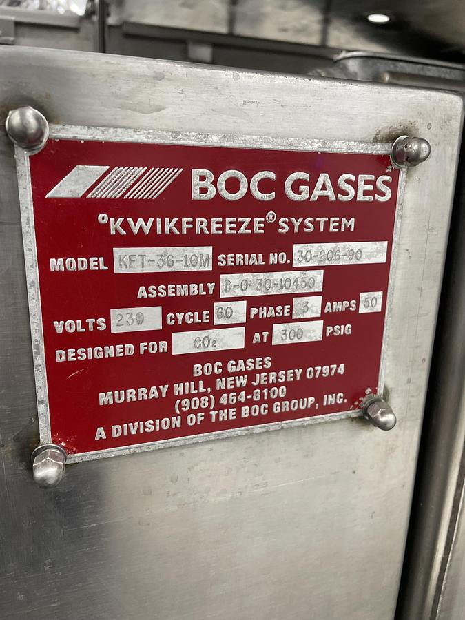 Used BOC Gases KFT-36-10M Liquid Nitrogen Tunnel Freezer