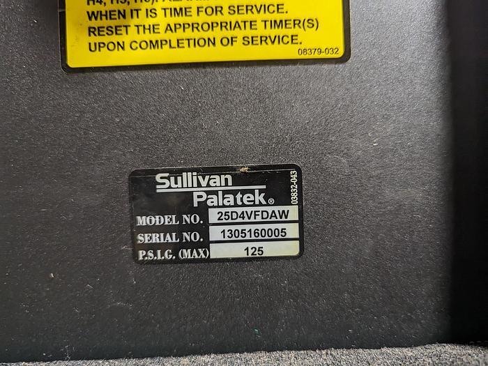 Used Sullivan Palatek 25HP Rotary Screw Compressor