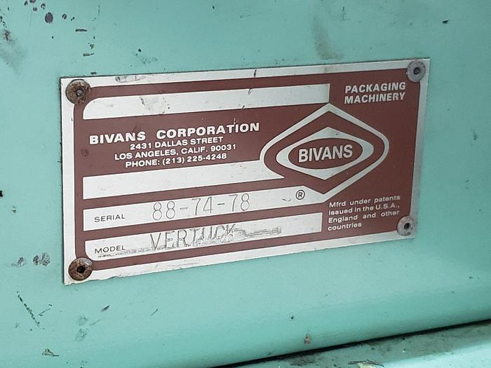 Used Bivans Vertuck 74 Cartoner with 570D Top Debosser
