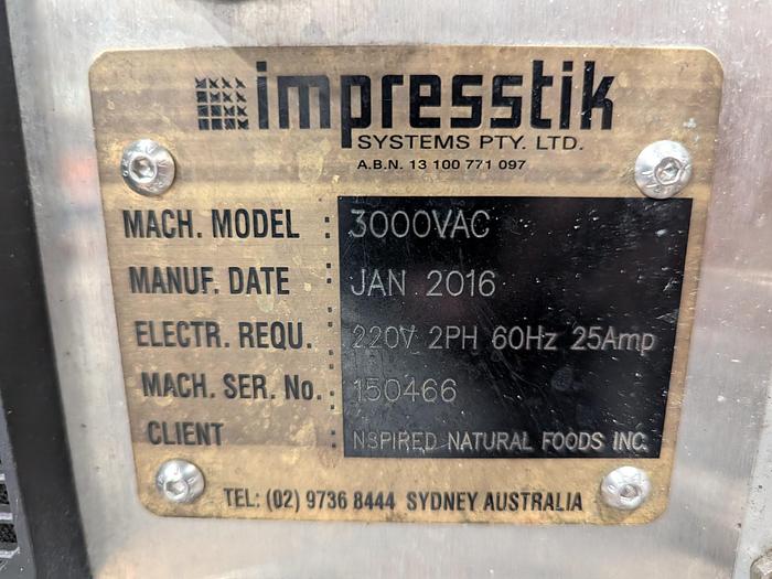 Used Impresstik 3000VAC Pressure-Sensitive Labeler 