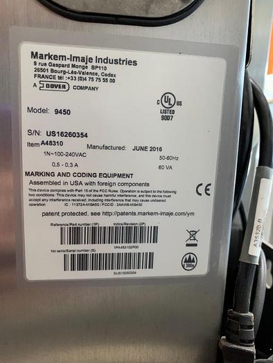 Used Markem Imaje 9450 Small Character Inkjet Coder