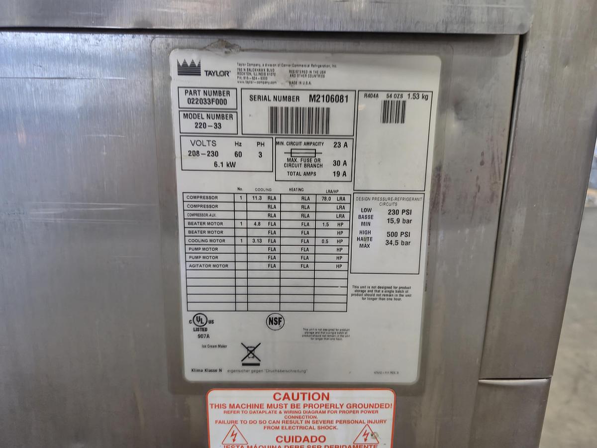 Used Taylor 220-33 Commercial Soft Serve Machine