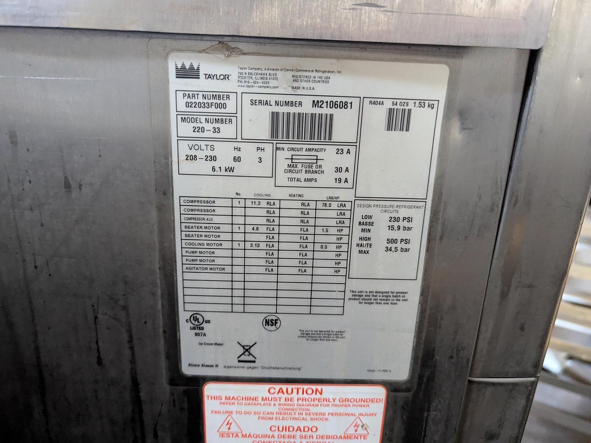 Used Taylor 220-33 Commercial Ice Cream Batch Freezer