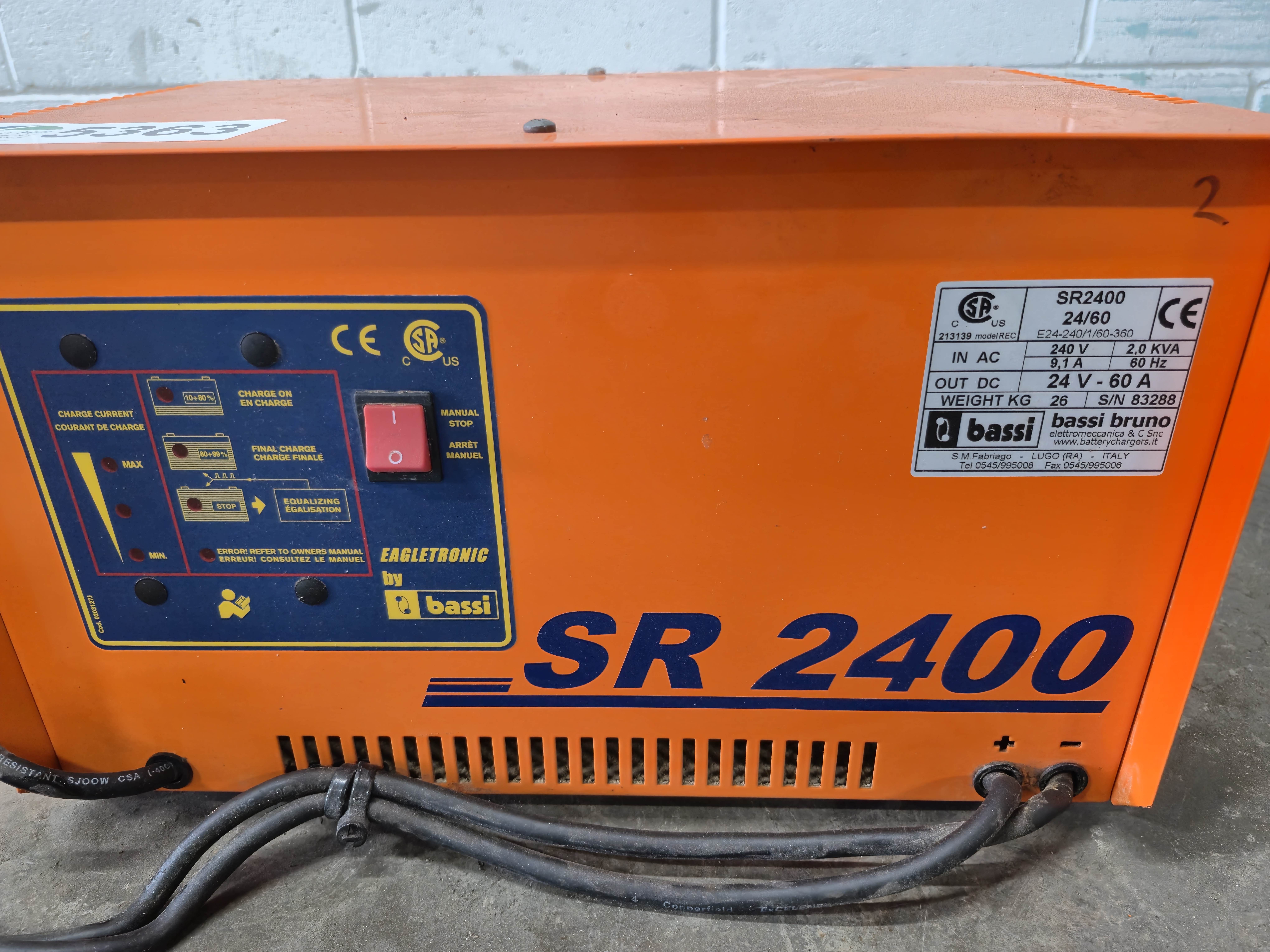 Used Bassi Bruno SR2400 24/60 Industrial Battery Charger