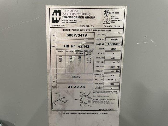 Used Hammond Dry Type 300 kVA Transformer