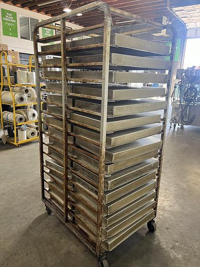 Used Roll-In Double Oven Rack with Pans