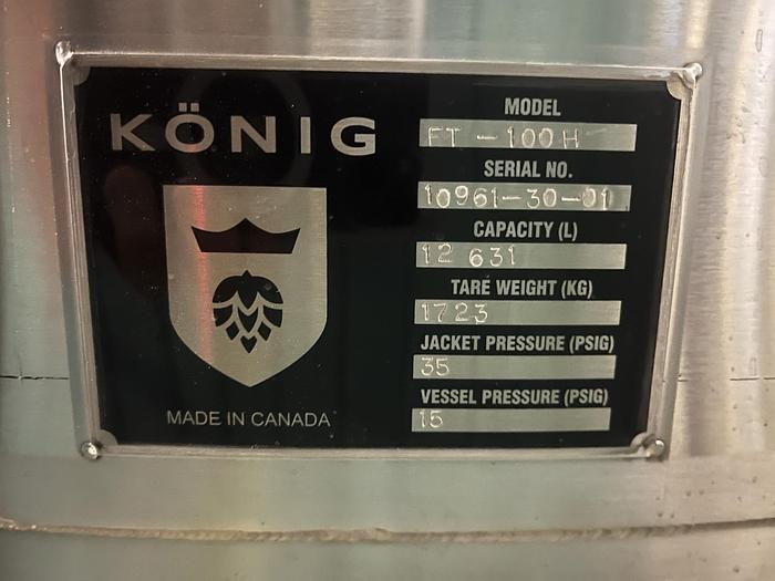 Used König FT-100H SS Jacketed Tank