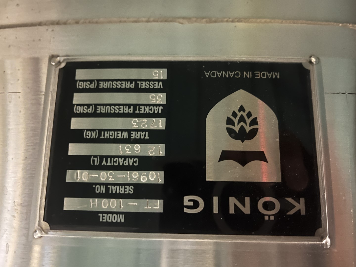 Used König FT-100H SS Jacketed Tank