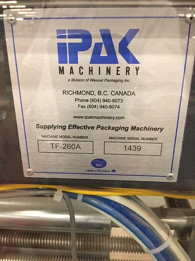 Used IPAK Model TF-260A Automatic Tray Former