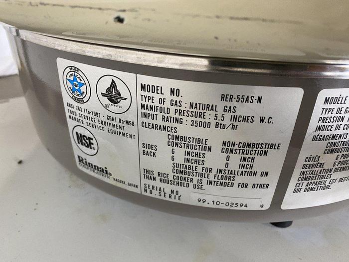 Used Rinnai RER-55AS Natural Gas Rice Cooker