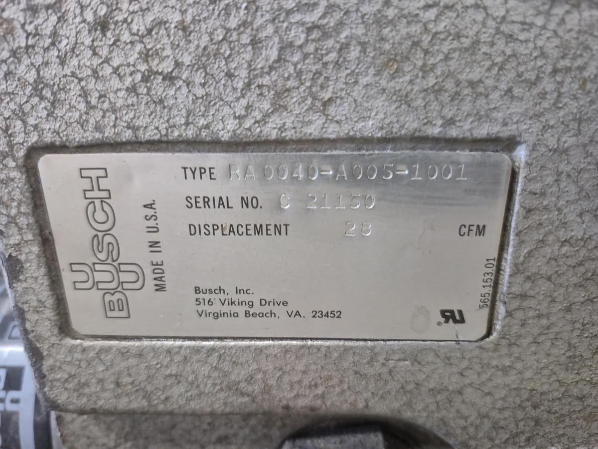 Used Busch R5 Series RA 0040 Rotary Vane Vacuum Pump