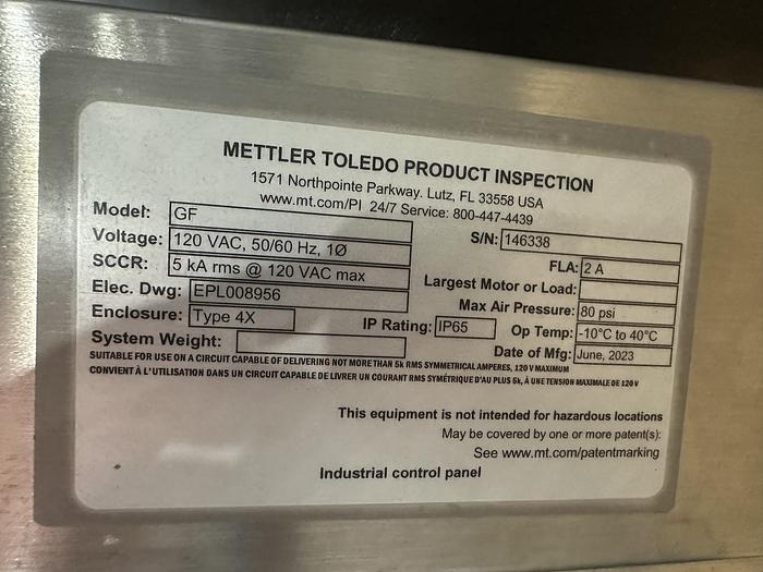 Used Mettler-Toledo Safeline GF Metal Detector