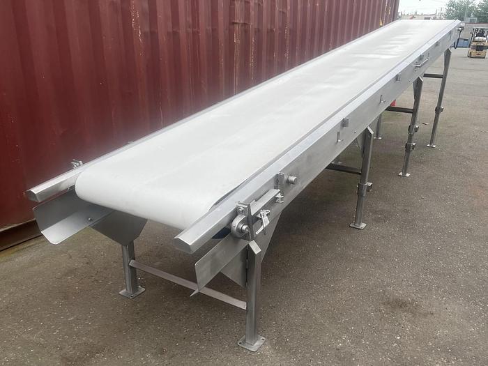 Used ABM 20'L Inclined Flat-Belt Conveyor