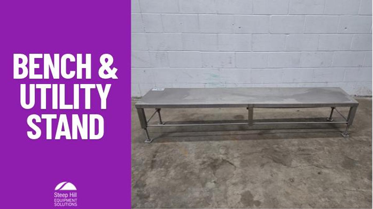 Used 72" Stainless Steel Cleanroom Gowning Bench & Utility Stand