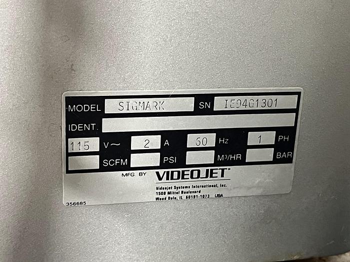 Used Videojet Sigmark Case Coder Ink System