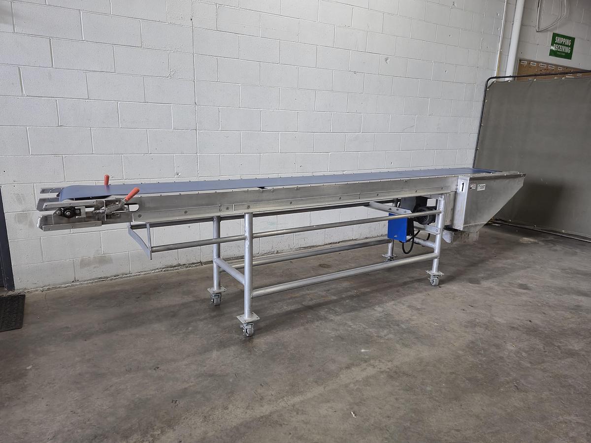 Used 12-Foot Stainless Steel Food-Grade Belt Conveyor
