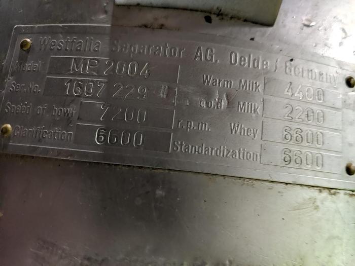 Used Westfalia MP 2004 Centrifugal Separator